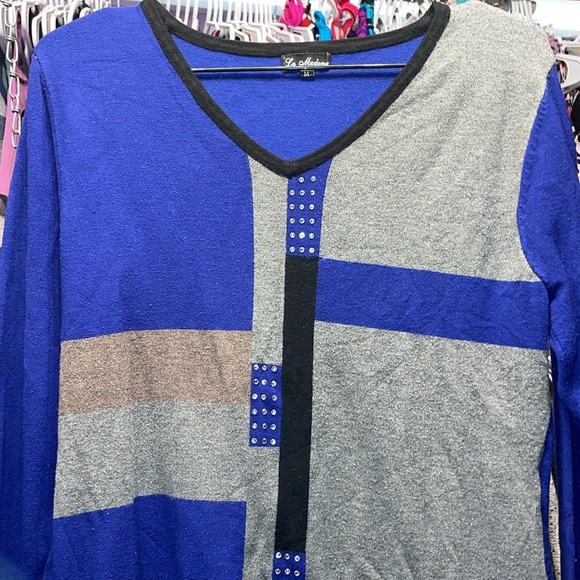 La Madona medium Blue and grey long sleeve sweater - Picture 3 of 7